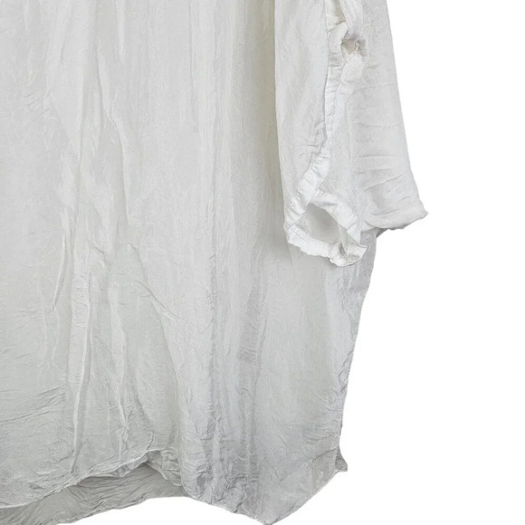 M for Bolide White Silk Blouse Tunic 3/4 Sleeve Scoop Neck Sequin Size Large - Picture 8 of 12